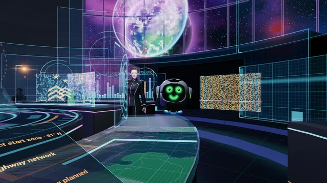 Intro: command center with the commander and Bit